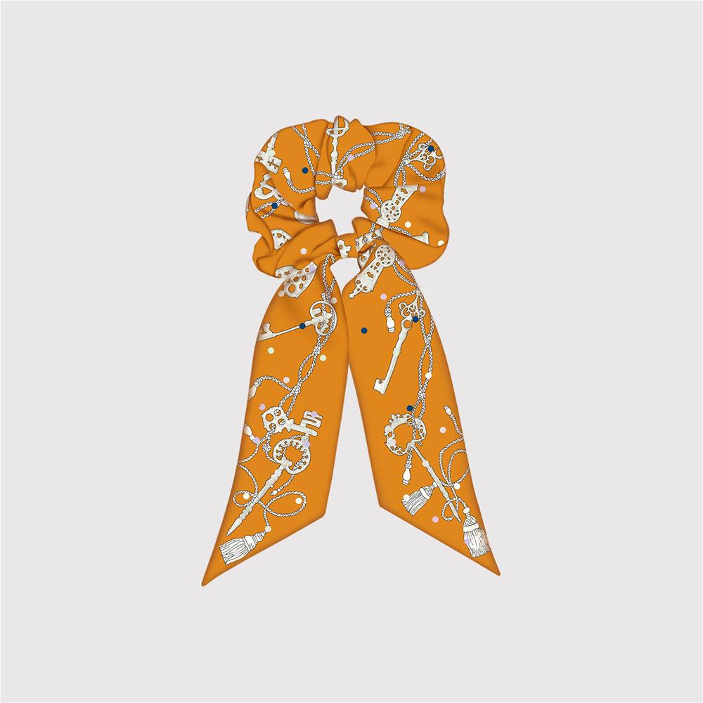 Naturalny Jedwab Duże Gumki do Włosów Gumki Wstążki do Włosów Wzór Łańcucha Elastyczne Gumki do Włosów Kucyk Kobiety Elegancki Szalik Akcesoria do Włosów