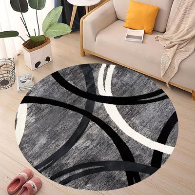 1 alfombra redonda de lujo con diseño geométrico para interiores, antideslizante, lavable, de fibra, suave y cómoda, para dormitorio y sala de estar