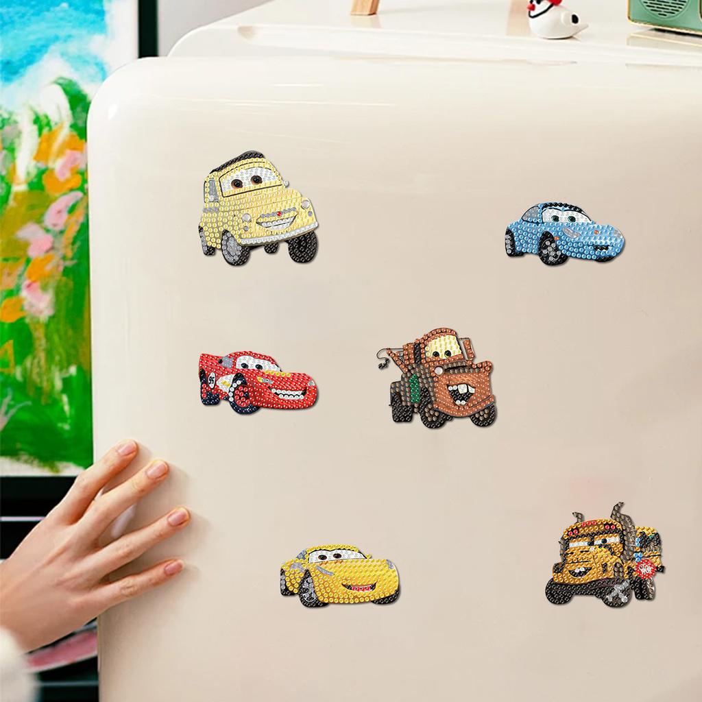 DIY Diamond Painting Refrigerator Magnets, Disney Cars, Cross-stitch Round Diamond Handicraft Home Decoration Gift