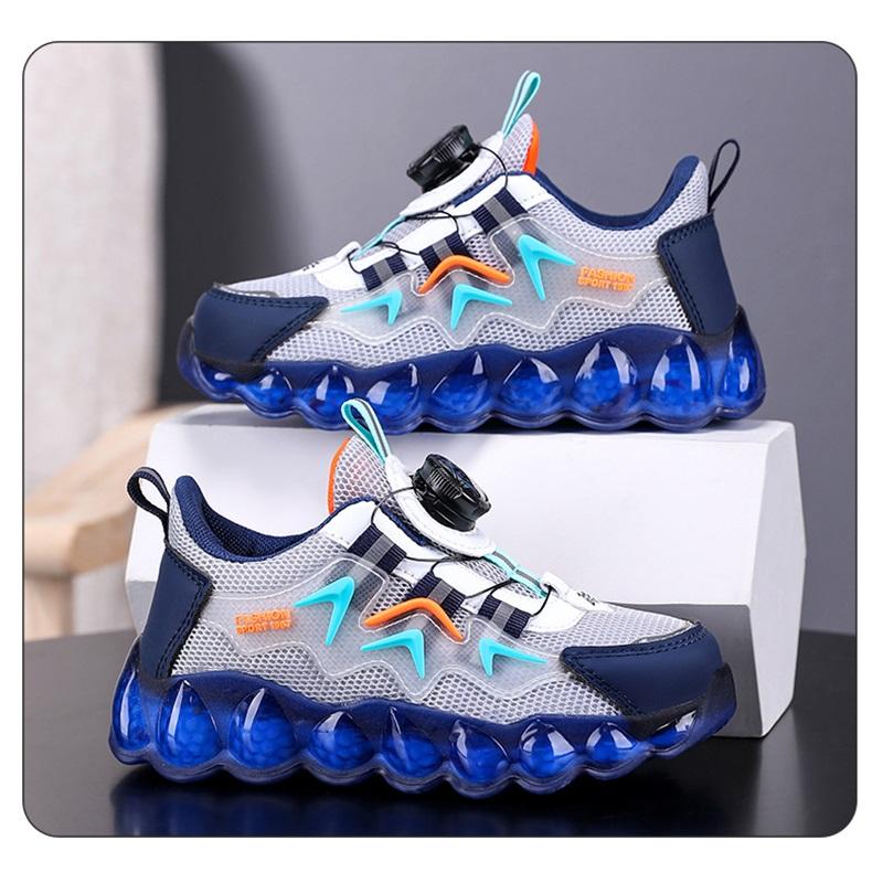 Summer Boys Sports Shoes Kids Sneakers Boys Breathable Mesh Trendy Shoes With Rotating Button Ideal For Active Children