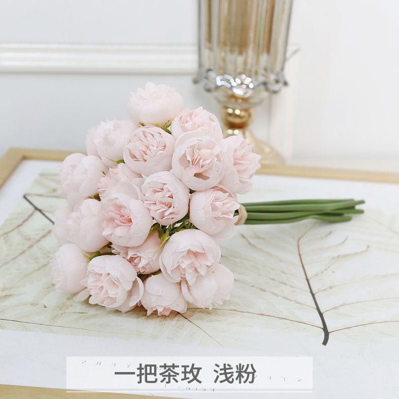 27 Head Artificial Flowers Plastic Tea Rose Bouquet Decoration Wedding Decor Bouquet Garden Party Home Decor Ornaments