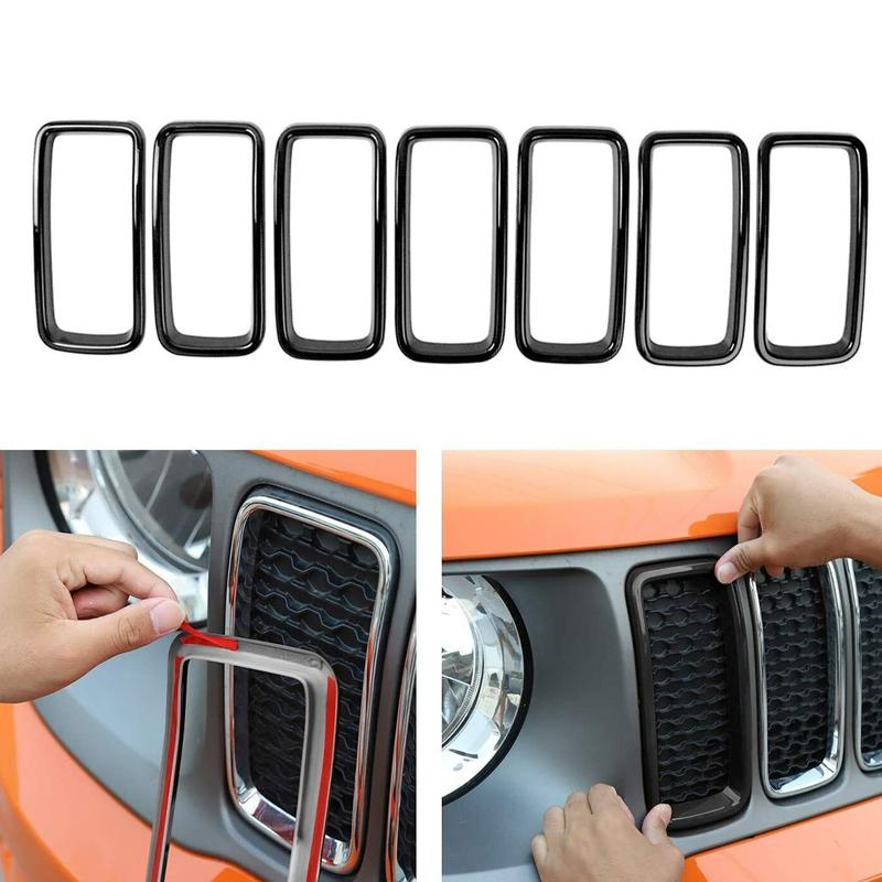 For Jeep Renegade     Front Bumper Grid Grille Erts Racing Grill Frame Trim ABS Black