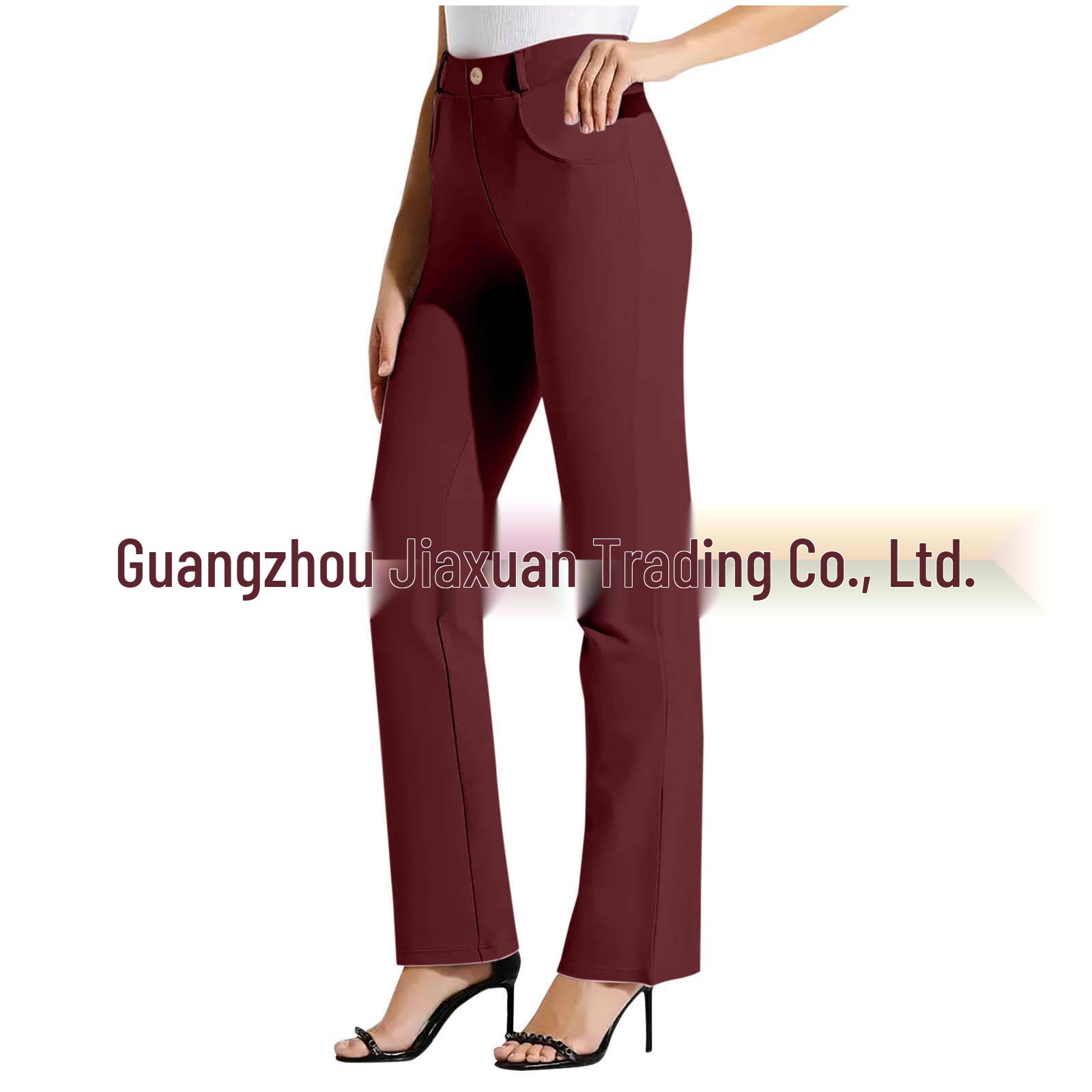 

Women s Elastic Waist Straight Leg Yoga Pants S вина червоного кольору