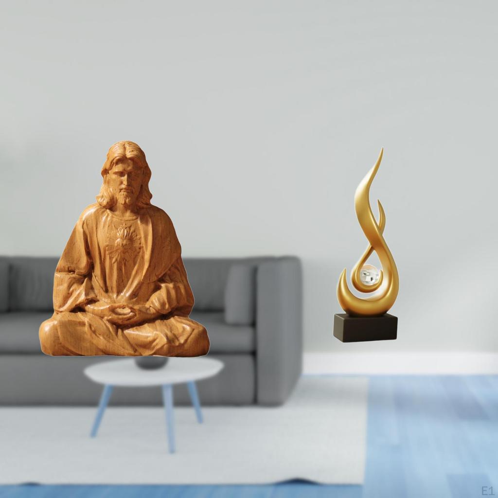 Sacred Heart Jesus Figurine Modern Statue Collectible Abstract Flame Sculpture for Hallway Bedroom