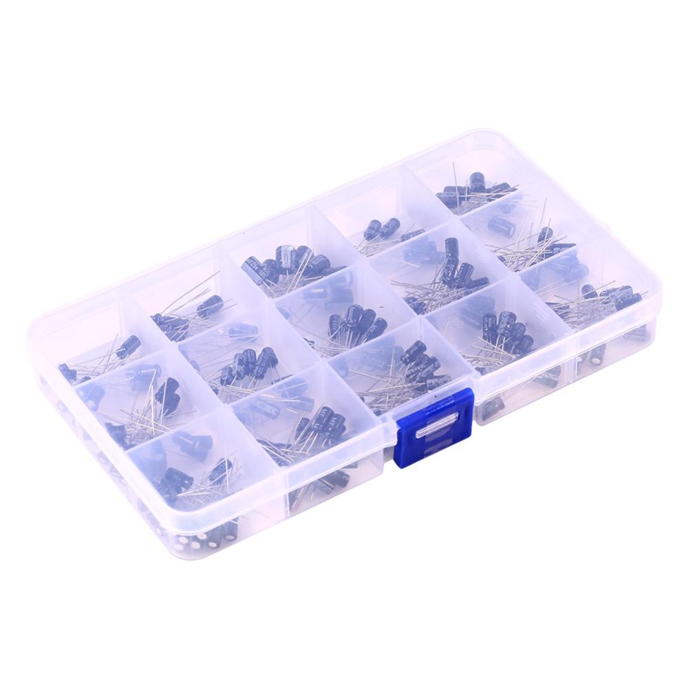 200PCS In-line Type Aluminum Capacitors Set 15 Values DIY Capacitance Model  Electronics Repair