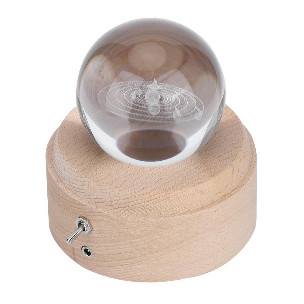 Solarsystem Muster Kristallkugel Drehbare Spieluhr USB Aufladung LED Nachtlicht für Geburtstagsgeschenk