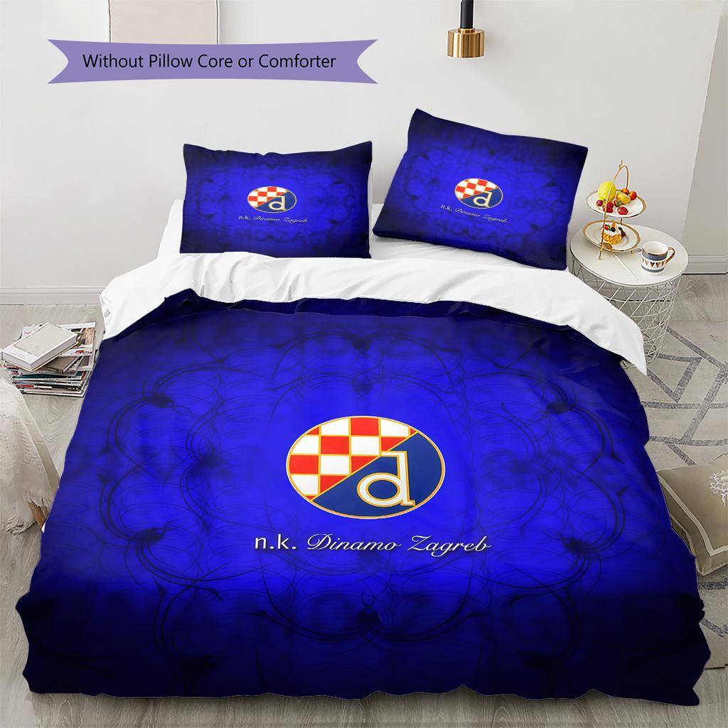 GNK Dinamo Zagreb Pattern Bedding Quilt Set  Home Decoration  Gift (1 * Duvet Cover + 2 * Pillowcase  Without Core)