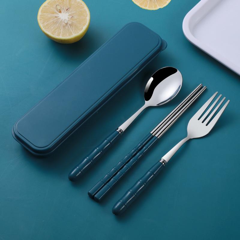 Stainless Steel Cutlery Set Spoon Fork Chopsticks Set with Box Case Travel Cutleries