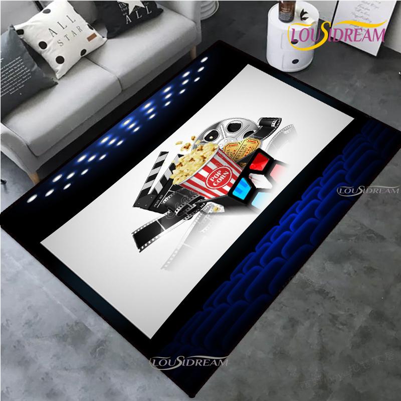 Movie Night Clapboard Area Rug Home Theater Film Art Rugs Cinema Carpet Non-Slip Home Decoration for Bedroom Living Playing Room