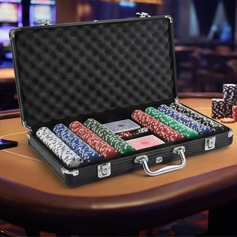 300Pcs Capacity Black Hard Aluminum Alloys Poker Chip Carrying Case Poker Chip Case for Gaming Night and Collector
