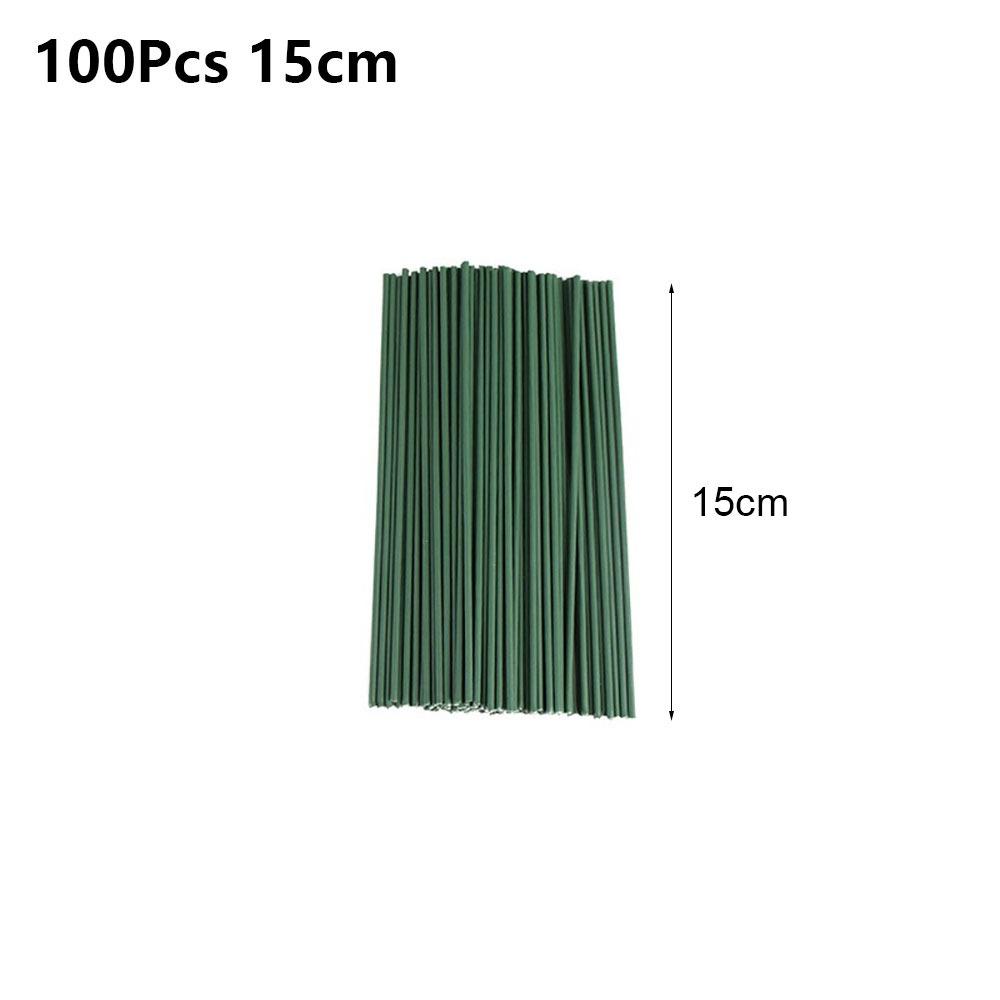 

100Pcs/lot DIY Artificial Green Flower Stems Floral Material Flexible Iron Garden Accessoies 100Pcs 15cm
