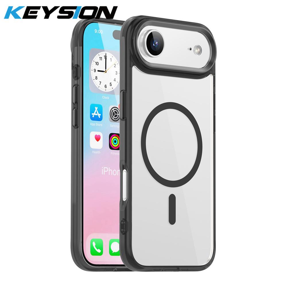 

KEYSION Shockproof Transparent Case for MagSafe for iPhone 17 17 Air Soft TPU+PC Magnetic Wireless Charging Phone HD Clear Cover for iPhone 17 Air чёрный