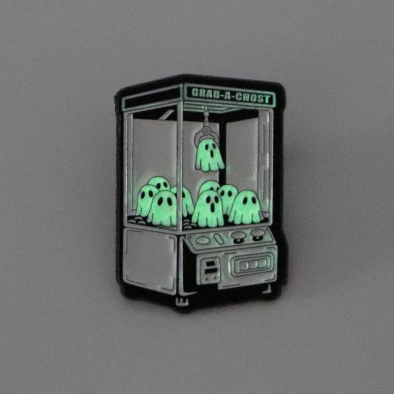 Cute Cartoon Ghost Doll Machine Enamel Pin Luminous Ghost Brooch Lapel Pin Badge On Backpack Clothing Jewelry Accessories Gifts