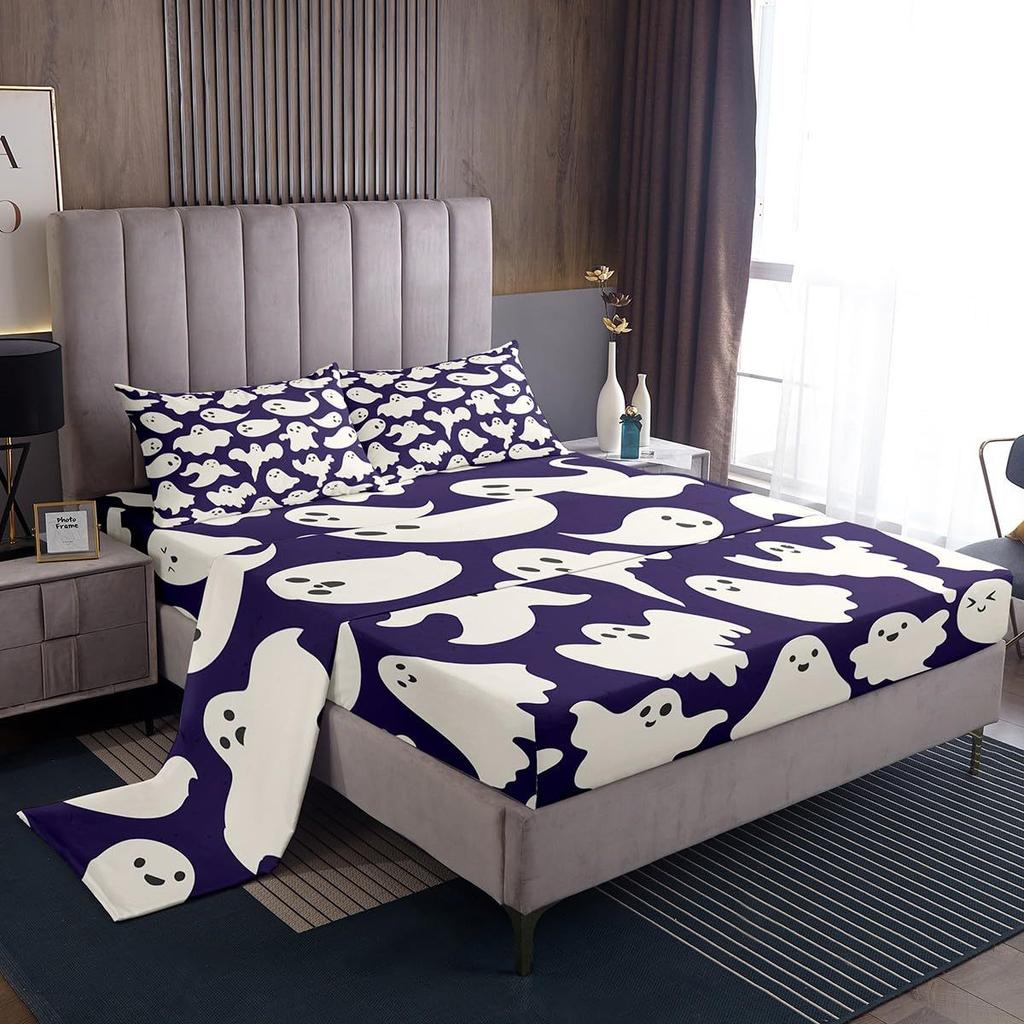 Halloween Theme Pattern Mattress Four-piece Bedding Set Bedroom Dormitory Bedding Decoration
