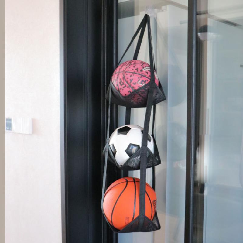 Wall Mounted Ball Storage Hanging Bag Mesh Pockets Organizer For Basketball Soccer Home Garage Sports Equipment Toys Holder