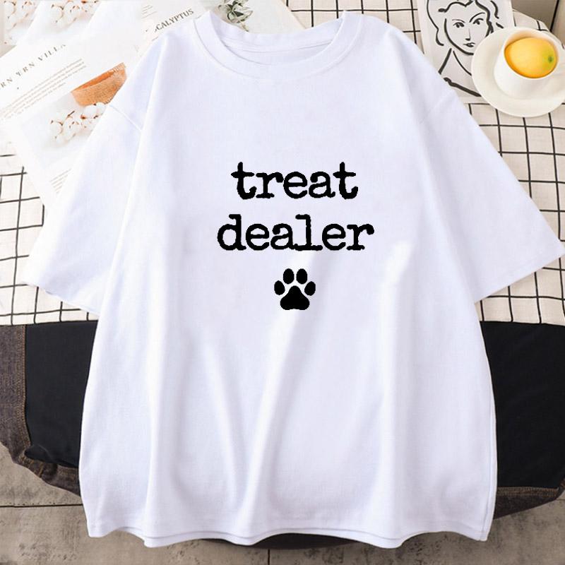 Prodejce pamlsků pro psy Vtipný potisk Vzor Tričko Ženy Muži Ležérní Volné 100% Bavlna Nadměrné Kulatý Výstřih Krátký Rukáv Top Tričko