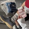 Striped Socks, Women's Mid-calf Socks, Trendy Cotton Socks, Versatile for Students and Couples, Trendy Long Calf Pile Socks