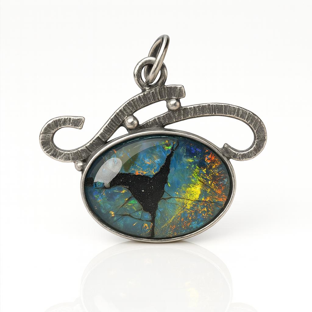 Natural Opal Pendant Quality 25 ct 925 Sterling Silver Oval Cut October Birthday Birthstone