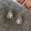 Unique Lace Pearl Stud Earrings Women, Temperament Light Luxury Fashion Versatile Earrings Earrings