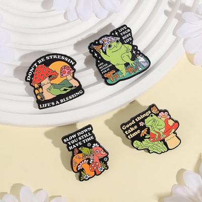 3-8pcs/set Animal Enamel Pins Custom Frog Panda Cat Goose Brooches Lapel Badges Clothes Jewelry Gift for Kids Friends
