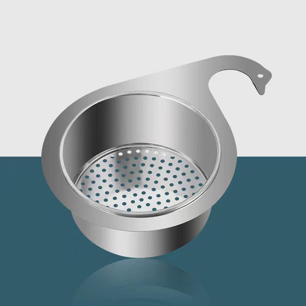 1/2Pcs Stainless Steel Swan Sink Strainer Basket Removable Goosehead Storage Drainage Basket Hanging Wet Dry Drainage Racks