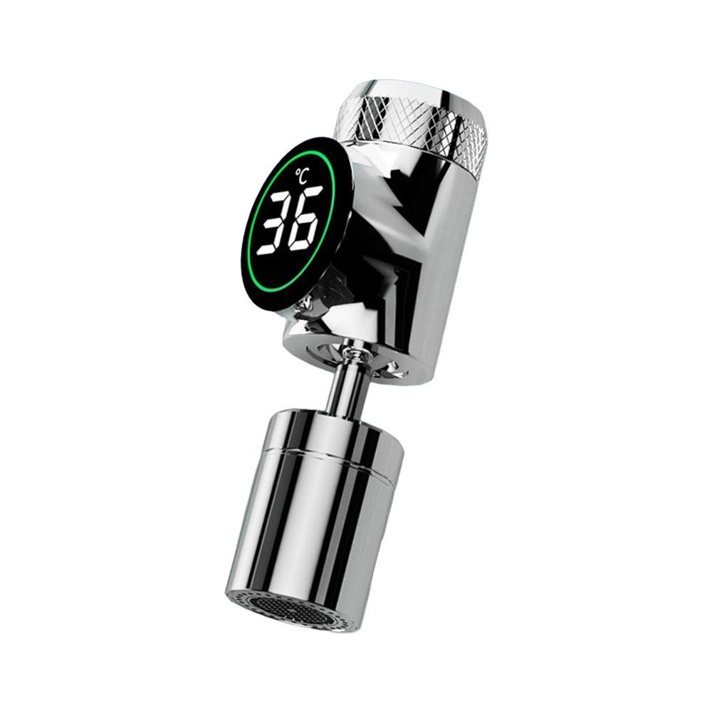 with Temperature Display Kitchen Faucet Aerator Anti-splash Tap Water Diffuser Silver