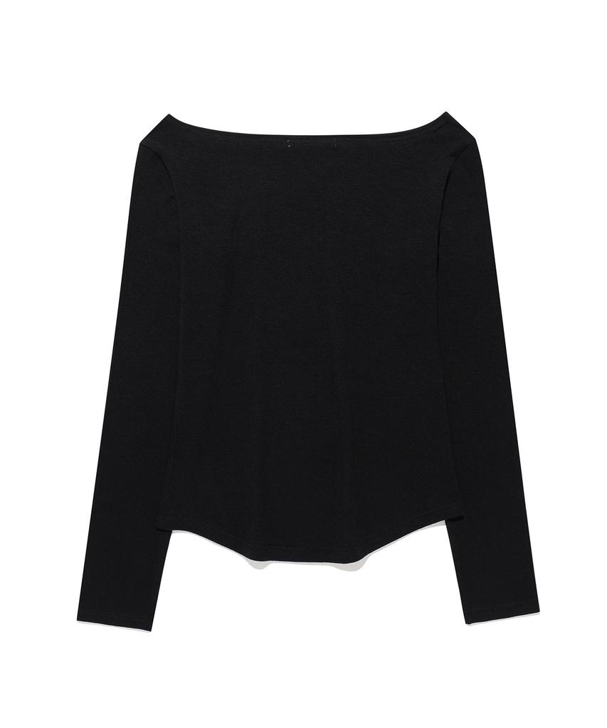 Kimseupeulesikoteunmakes Sheer Wool Tencel Long Sleeve T-Shirt Black