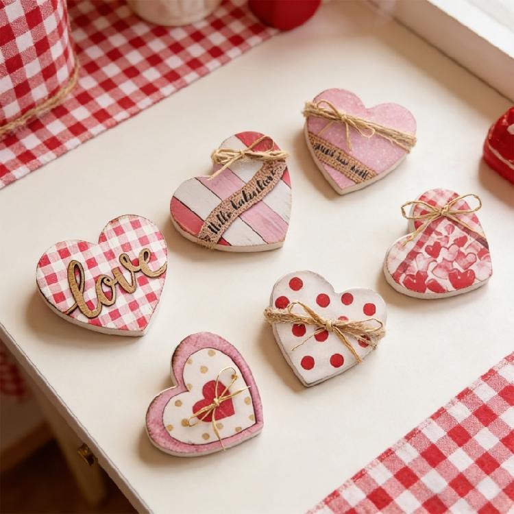 6 Purpose Valentines Desktop Ornaments Heart Shaped for Party and Wedding Decorations