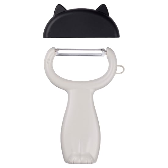 KAI Corporation Nyammy Cat Peeler with Hat-Shaped Cover, Warm Gray DH2736 B0BSTW3JHC