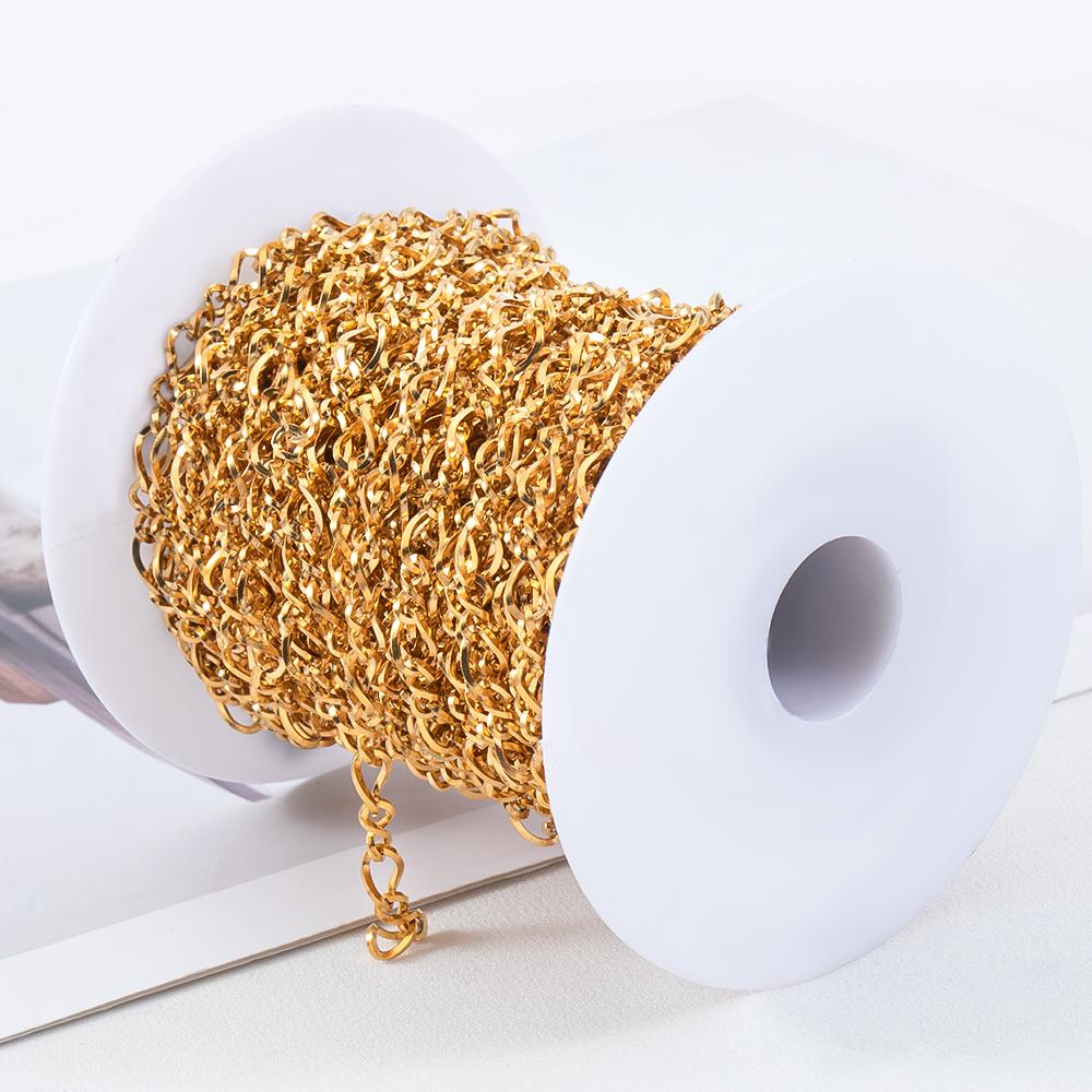 No Fade 1Meter Stainless Steel Irregular Twisted Circular Link Chain Bulk Thick Chains for DIY Necklaces Bracelet Jewelry Making