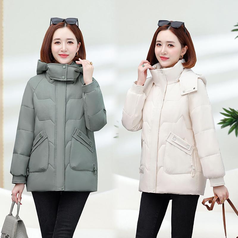 New red down jacket women's medium and long senior middle-aged small white duck down loose fashion coat