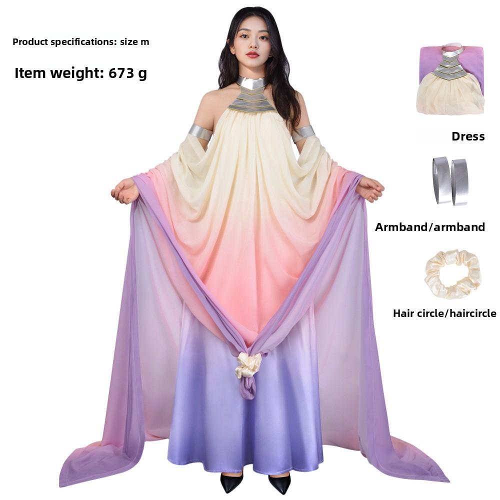 Costume Cosplay Principessa Amadala di Star Wars in Tessuto di Poliestere per Feste di Halloween