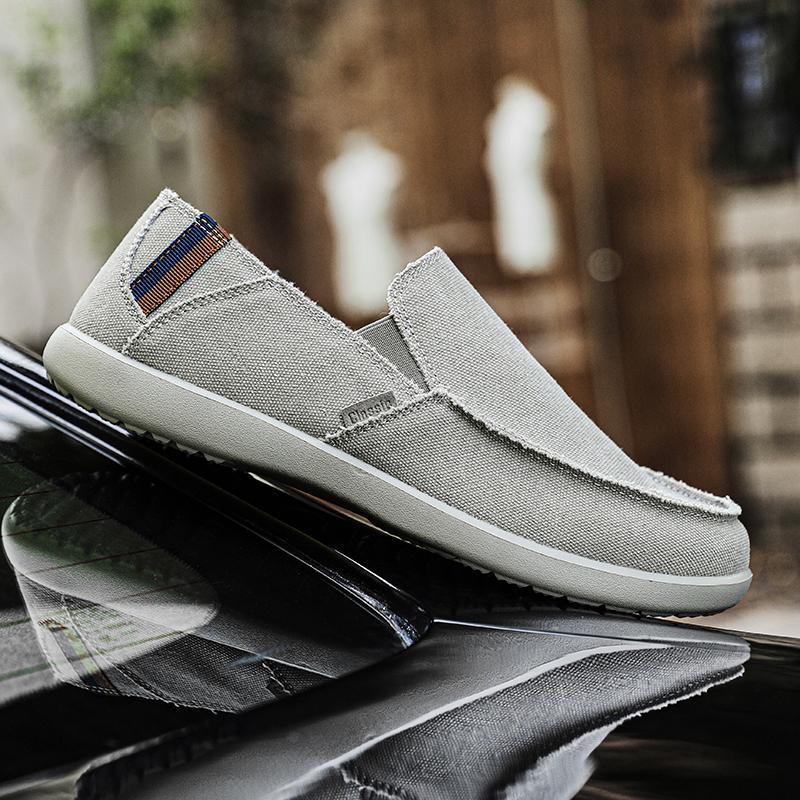 Fashion Men's Canvas Loafers Slip-On Breathable Comfortable Casual Shoes Lightweight Soft Sole Summer Outdoor Walking Sneakers for Men