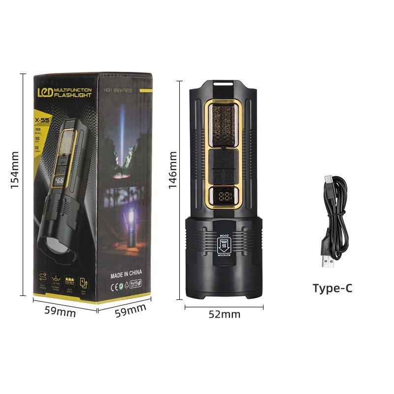 

Высокомощный 600 Вт белый лазерный фонарик COB Сильный свет Светодиодный портативный фонарь USB Перезаряжаемый Встроенный аккумулятор с индикатором заряда b-with box