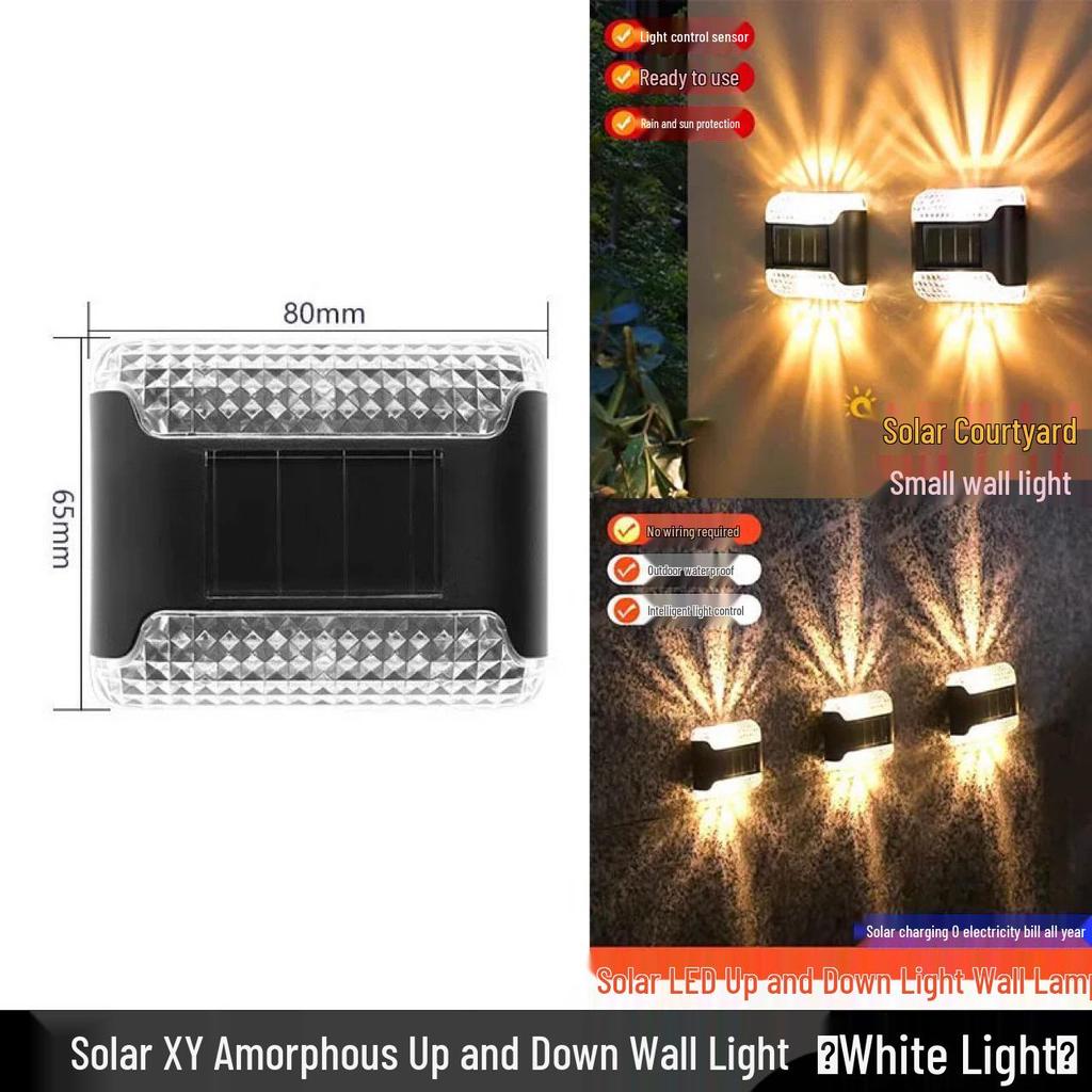 Solar Garden Wall Light - Outdoor Courtyard Decorative LED Night Light with Up and Down Illumination