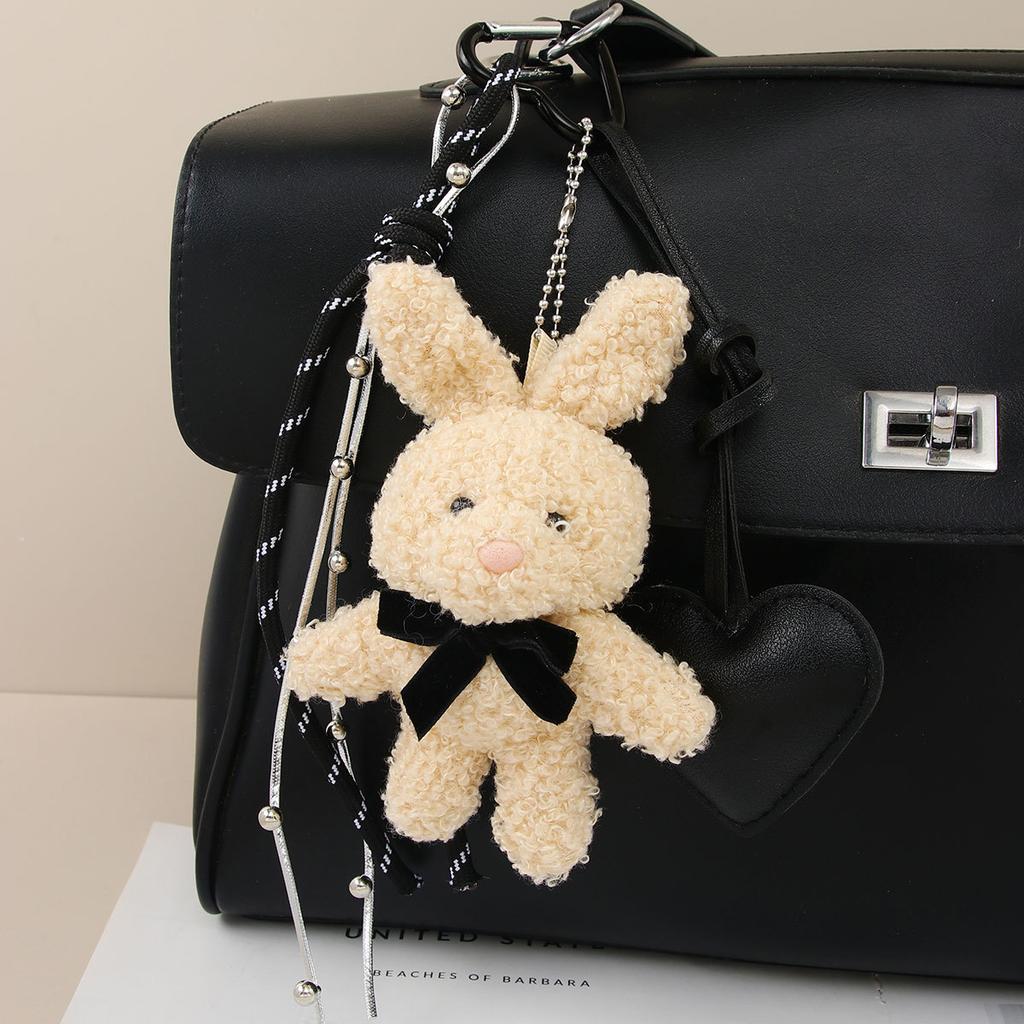 Cute Plush Puppy Bow Pendant Accessories Ins Wind Five-pointed Star Braided Rope Bag Pendant Keychain