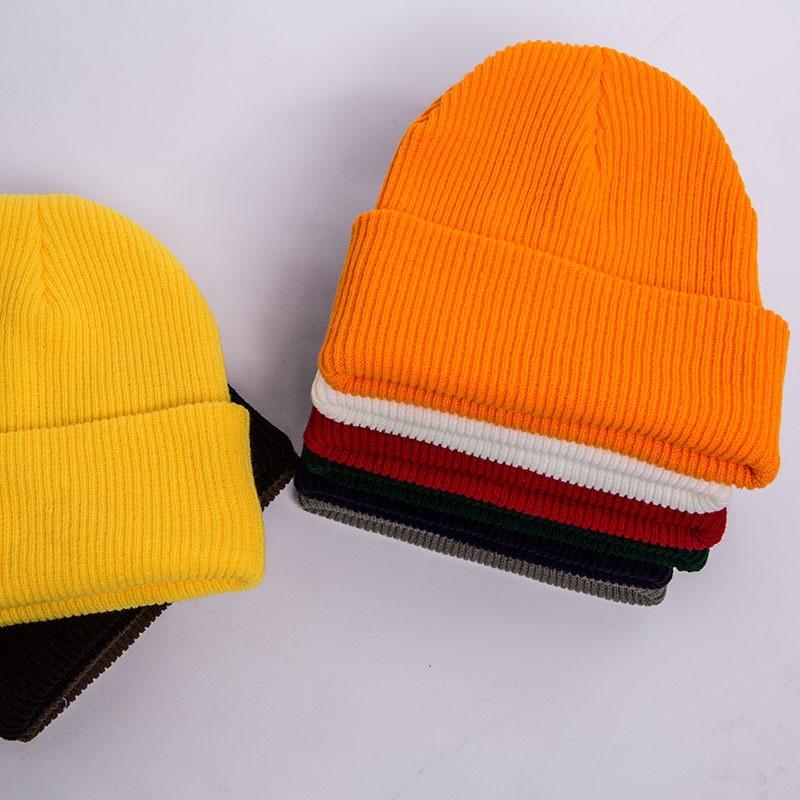 Unisex Solid Color Plain Adult Knit Hat, Warm Pullover Hip-Hop Hat, Ski Hat, Wool Hat