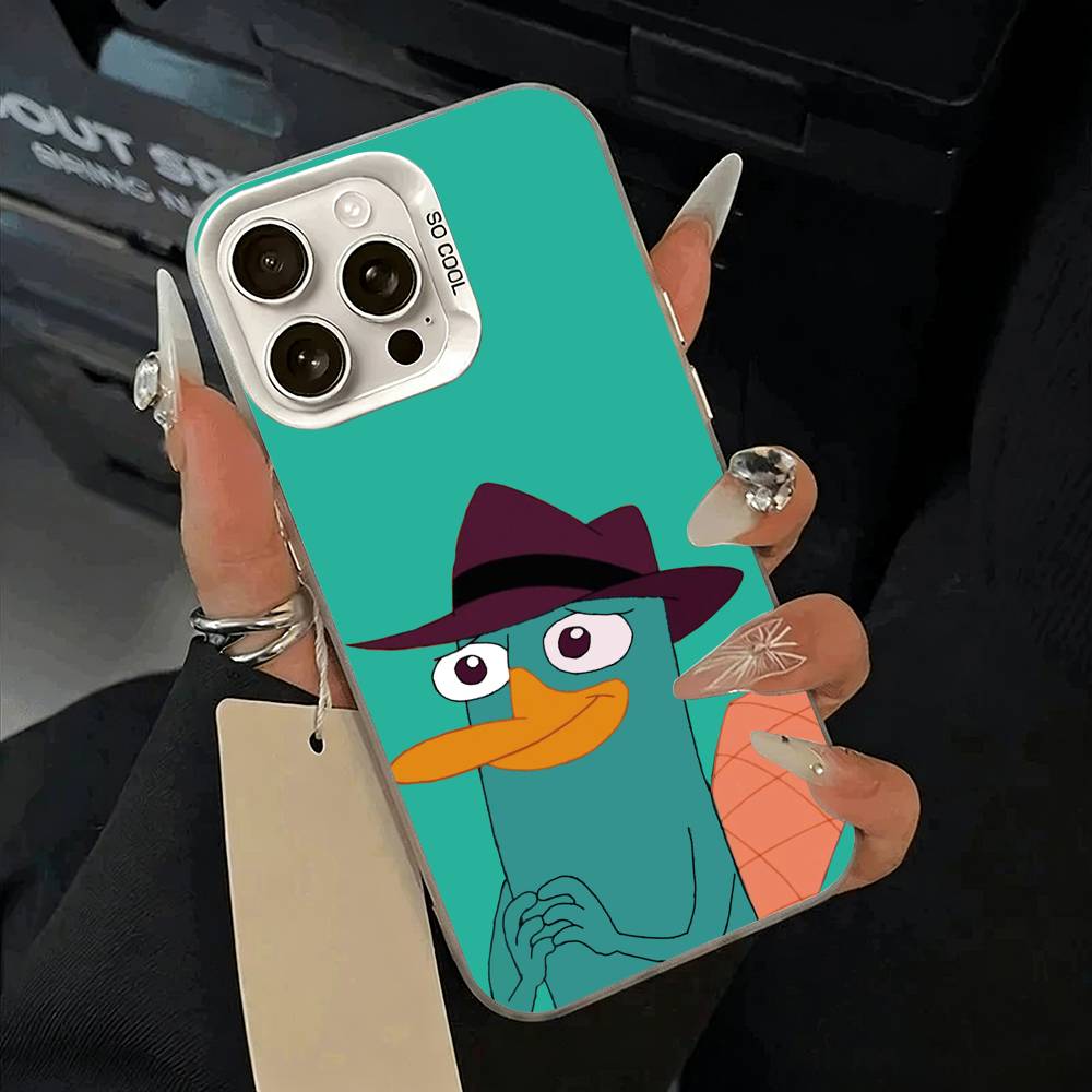 P-Perry The P-Platypus Phone Case For iPhone 17,16,15,14,13,12,11 Plus,Pro Max,XS,white silver phone case