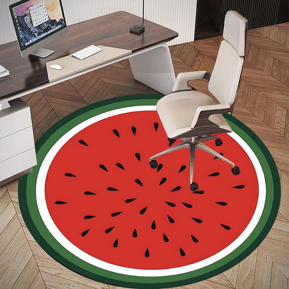 1 szt. Mata na krzesło okrągła arbuzowa Dywanik - Antypoślizgowy, Mata podłogowa do biura, sypialni i dekoracji wnętrz c1125130