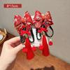 2pcs Chinese Style Children Red Hairclip Tassel Bow Wig Braid Hairpin Princess New Year Headwear
