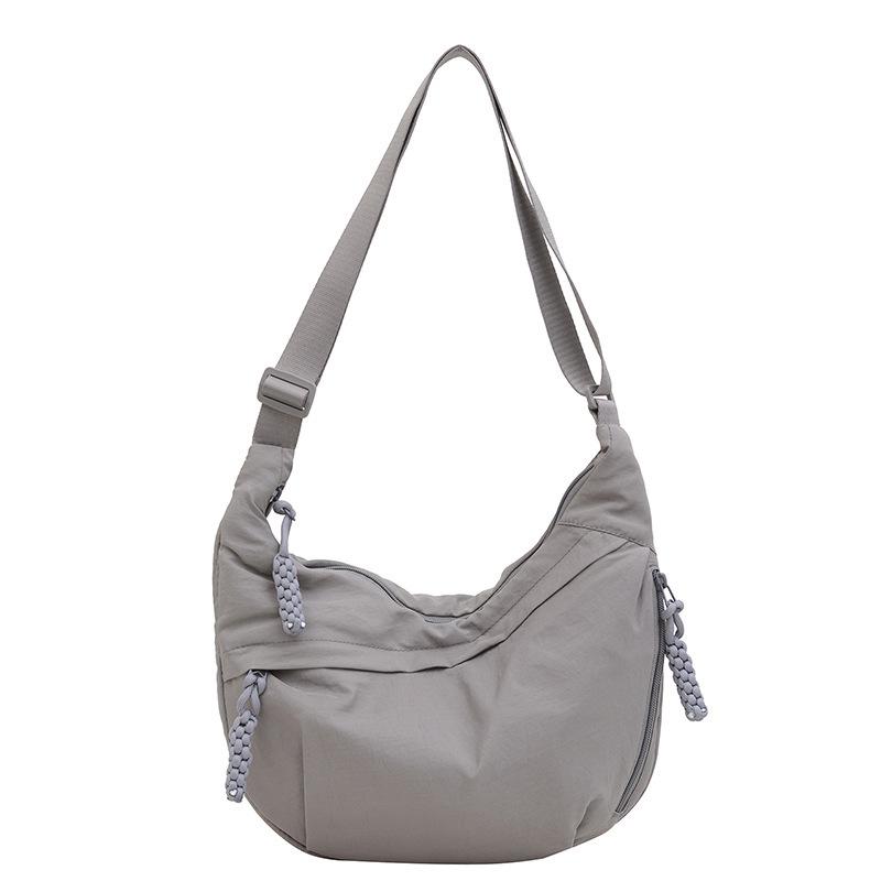 2025 Summer New Versatile Shoulder Bag Travel Messenger Bag Washed Cloth Nylon Retro Casual Lightweight Dumpling Bag