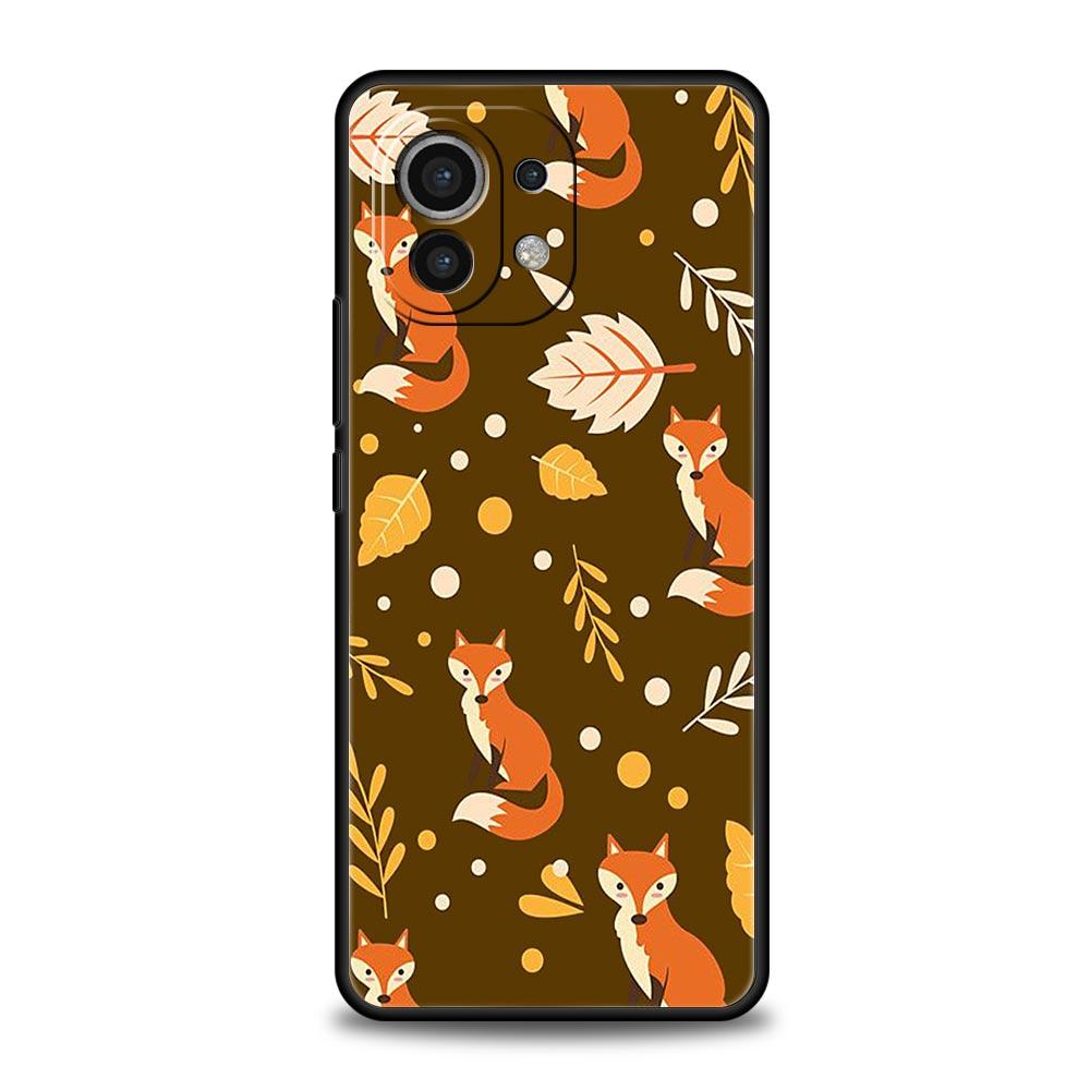 Phone Case For Xiaomi Mi 14 13 12 11 Lite 13T 12T 11x 11T 10T Pro 9T Note 10 Lite Cover Autumn leaves fall fox pumpkin Halloween Xiaomi 14