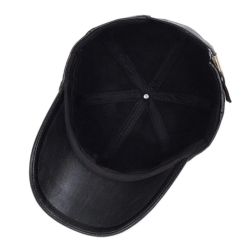 Unisex M Label Leather Baseball Caps Adjustable Casual Hats Spring and Autumn Outdoor Sunscreen Hat