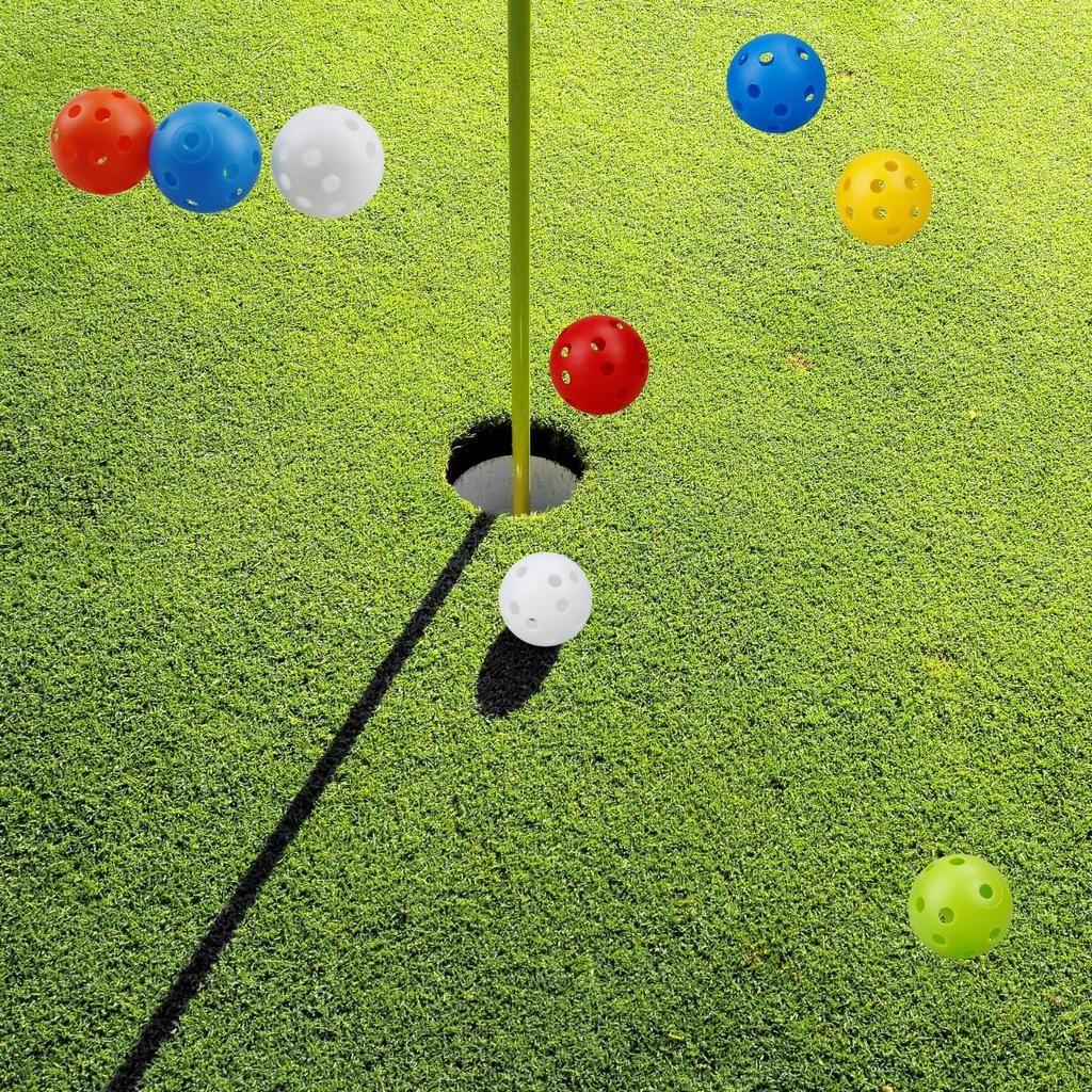 JNALFG Golf Practice Plastic Hollow Training Home Balls, Balls, Lightweight, Perforated, Balls, Indoor/Outdoor Use, Practice, 50-Pack (5 Colors)