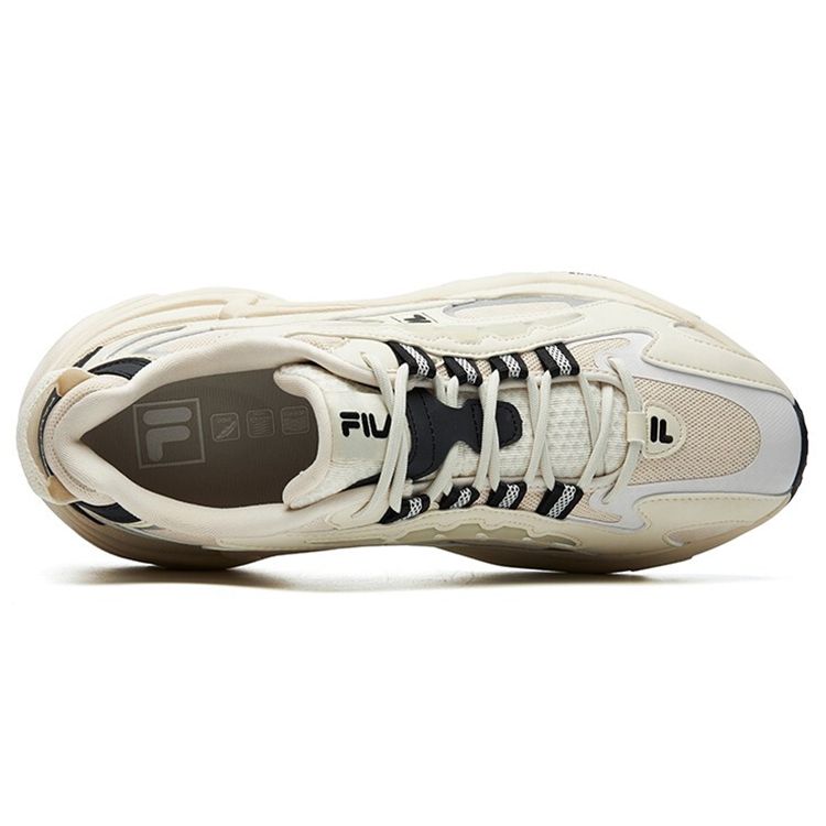 Fila Fusion Pantera Fabric Synthetic Leather Round Toe Lace-Up Low-Top Casual Shoes Men Sneaker Foam-White T12M121104FWG