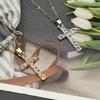 Golden Silver Color Necklace Jewelry Women Wedding Fashion Cross Crystal Zircon Stone Pendant Necklace Christmas Gift Wholesale