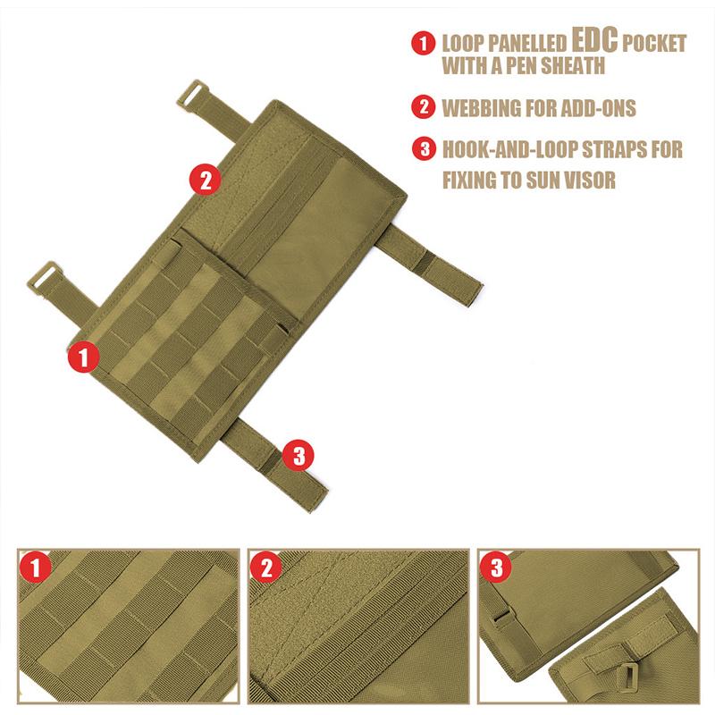 Tactical Hunting Universal Auto Visor Organizer Holder Case for Car Accessories Sun Visor Molle Organizer Bag EDC Storage Pouch