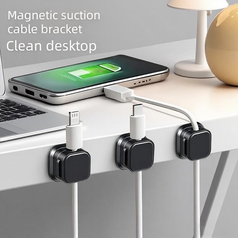 Cable Organizer Clips Set of 6, Self Adhesive Cord Management Holders, No Drilling Wire Clips for Desk, Car, Home and Office Cables