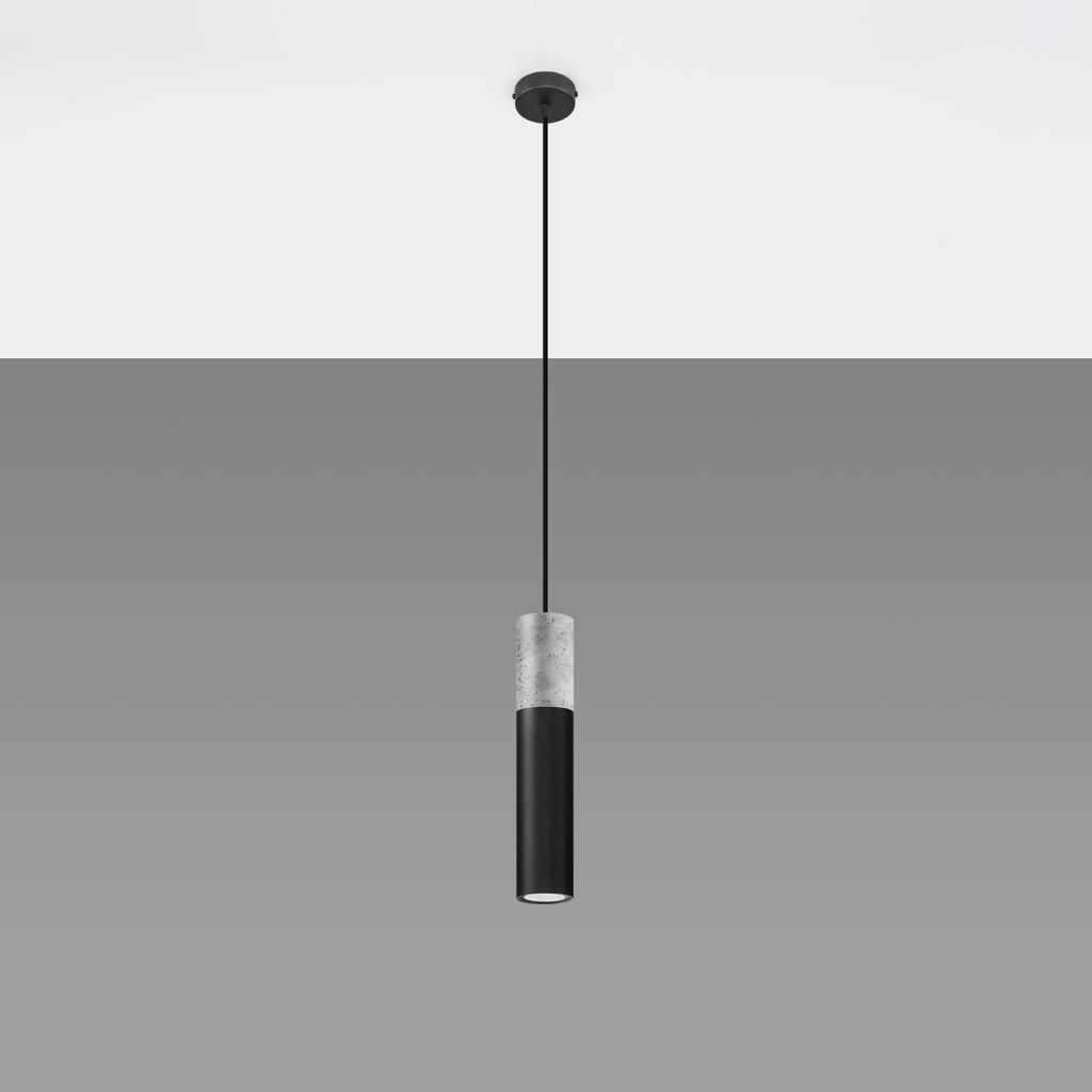 Lampa Wisząca Borigio 1 Gu10 Czarny Beton Sollux Sl.0650