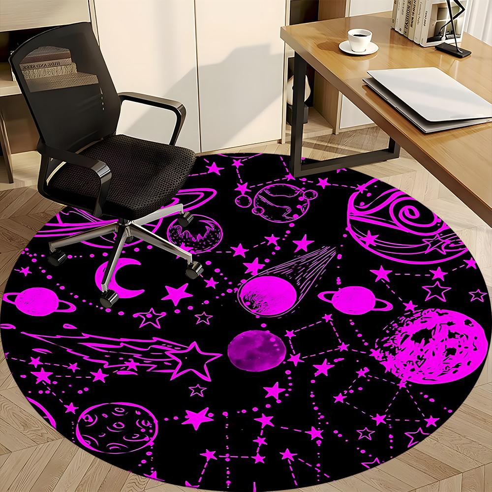 1pc Cosmic Pattern Carpet, Round Non Slip Durable Large Size Office Carpet, Suitable for Office